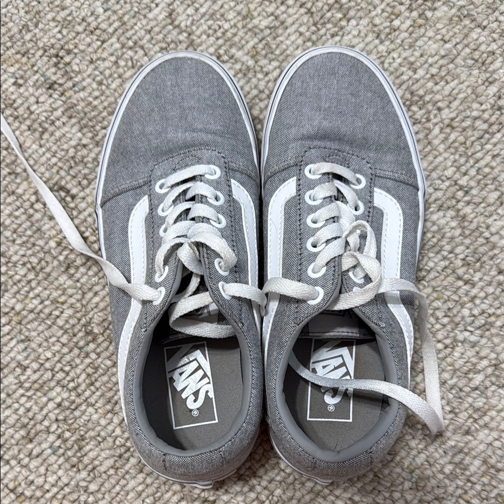 Vans Classic Gray and White Canvas Shoes